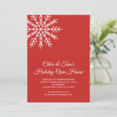 Elegante sneeuwvlok rood vakantie open huis kaart (Staand voorkant)