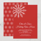 Elegante sneeuwvlok rood vakantie open huis kaart (Voorkant / Achterkant)