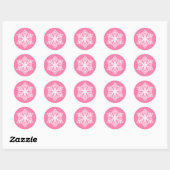 Elegante sneeuwvlok roze kerst ronde sticker (Vel)