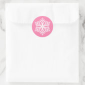 Elegante sneeuwvlok roze kerst ronde sticker (Tas)