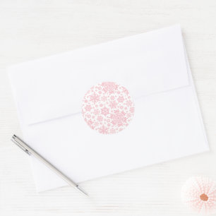 Elegante Sneeuwvlok (Suiker Blush-Wit) Ronde Sticker