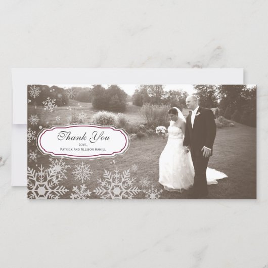 Elegante Sneeuwvlok Trouw Dankjewel Bedankkaart (Voorkant)