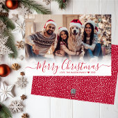 Elegante Sneeuwvlok Typografie Rood 1 Foto Kerstmi Feestdagenkaart