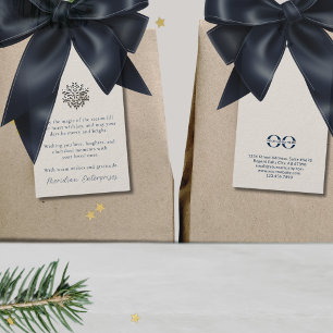 Elegante sneeuwvlok vakantie boodschap cadeaulabel