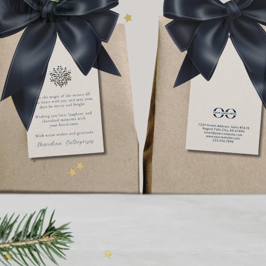 Elegante sneeuwvlok vakantie  boodschap cadeaulabel