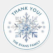 Elegante sneeuwvlok Waterverf dank u Ronde Sticker (Voorkant)
