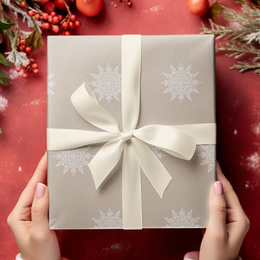 Elegante sneeuwvlok | WATERVERF | Kerstmis | Beige Cadeaupapier
