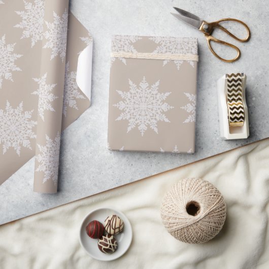 Elegante sneeuwvlok | WATERVERF | Kerstmis | Beige Cadeaupapier (Crafts)