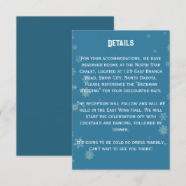 Elegante sneeuwvlok winter blauw | Huwelijksdetail Informatiekaartje