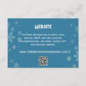 Elegante sneeuwvlok winter blauw | Huwelijkswebsit Informatiekaartje (Voorkant)