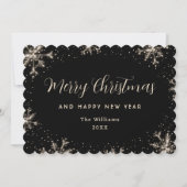Elegante Sneeuwvlok Zwarte Botanische Afbeelding Feestdagenkaart (Voorkant)