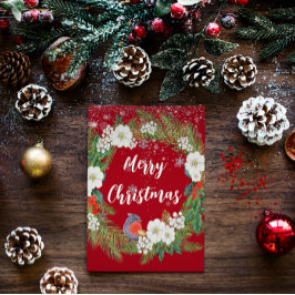 Elegante sneeuwvlokken bladeren krans Kerstmis Feestdagenkaart