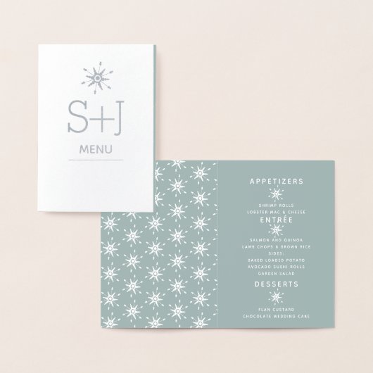 Elegante Sneeuwvlokken Bruiloft Winter Kerst Menu (Display)