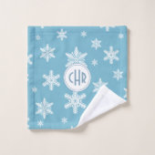 Elegante sneeuwvlokken in hemelsblauwe achtergrond bad handdoek (Wasdoekje)