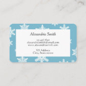 Elegante sneeuwvlokken in hemelsblauwe achtergrond visitekaartje (Achterkant)