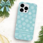 Elegante Sneeuwvlokken Kerst Blauwgroen Blauw Mono Case-Mate iPhone Case