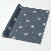 Elegante Sneeuwvlokken Kerst Cadeaupapier (Uitgerold)