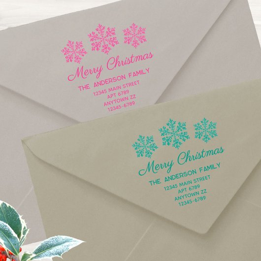 Elegante sneeuwvlokken Kerst Chic Retour Adres Zelfinktende Stempel