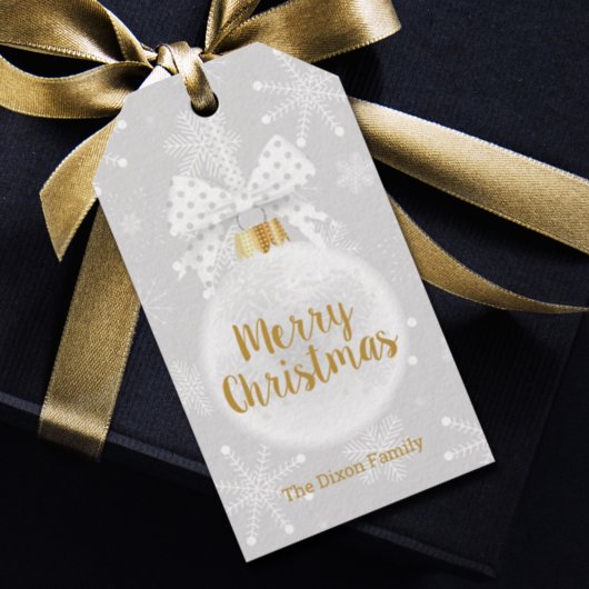 Elegante Sneeuwvlokken Kerst Ornament Cadeaulabel