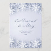 Elegante sneeuwvlokken kerstfeest menu (Achterkant)