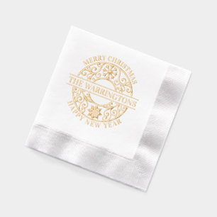 Elegante sneeuwvlokken Lacy filigraan familienaam Folie Servetten