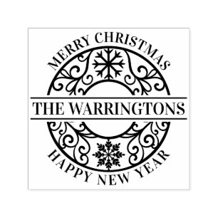 Elegante sneeuwvlokken Lacy filigraan familienaam Zelfinktende Stempel