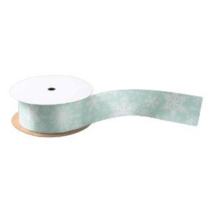 Elegante sneeuwvlokken Mint Green Christmas Satijnen Lint