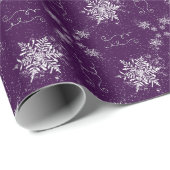 Elegante Sneeuwvlokken op Paarse Amethist Cadeaupapier (Rol Hoek)