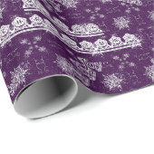 Elegante sneeuwvlokken op Paarse kerst Cadeaupapier (Rol Hoek)