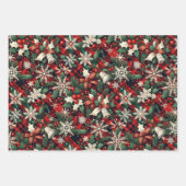 Elegante sneeuwvlokken op Plaid Inpakpapier Vel (Voorkant 3)