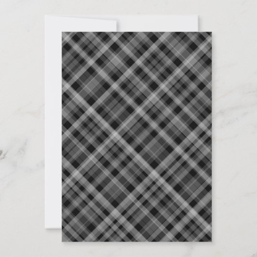 Elegante Sneeuwvlokken Plaid Zwart & Wit Bruiloft Kaart (Achterkant)