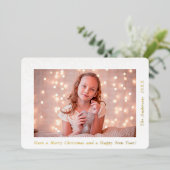 Elegante Sneeuwvlokken Prettig Kerstmis Foto Folie Feestdagenkaart (Staand Voorkant)