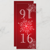 Elegante Sneeuwvlokken Rode Tafel Nummer Kaart (Voorkant / Achterkant)