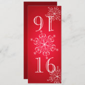 Elegante Sneeuwvlokken Rood 2 Tafelnummer (Voorkant / Achterkant)