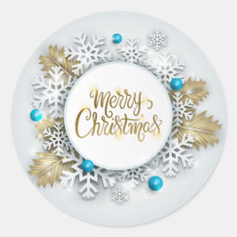 Elegante sneeuwvlokken Vrolijk Kerstfeest | STICKE Ronde Sticker