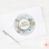 Elegante sneeuwvlokken Vrolijk Kerstfeest | STICKE Ronde Sticker (Envelop)