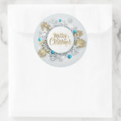 Elegante sneeuwvlokken Vrolijk Kerstfeest | STICKE Ronde Sticker (Tas)