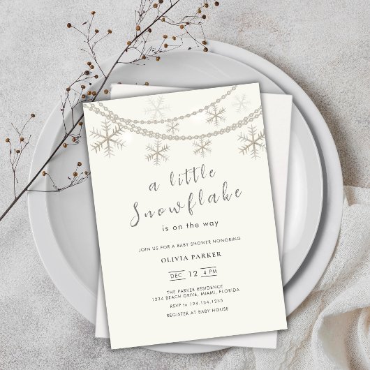 Elegante Sneeuwvlokken Winter Baby shower Invitati Kaart