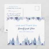Elegante sneeuwvlokken Winter bruiloft Dank u Briefkaart (Voorkant / Achterkant)