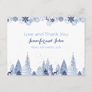 Elegante sneeuwvlokken Winter bruiloft Dank u Briefkaart
