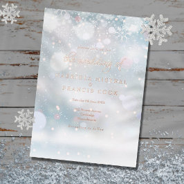 Elegante Sneeuwvlokken Winter Bruiloft Folie Uitnodiging