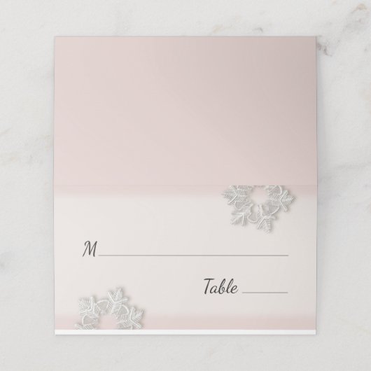 Elegante Sneeuwvlokken Winter Bruiloft Plaats Kaar Plaatskaartje (Buitenkant ongevouwen)