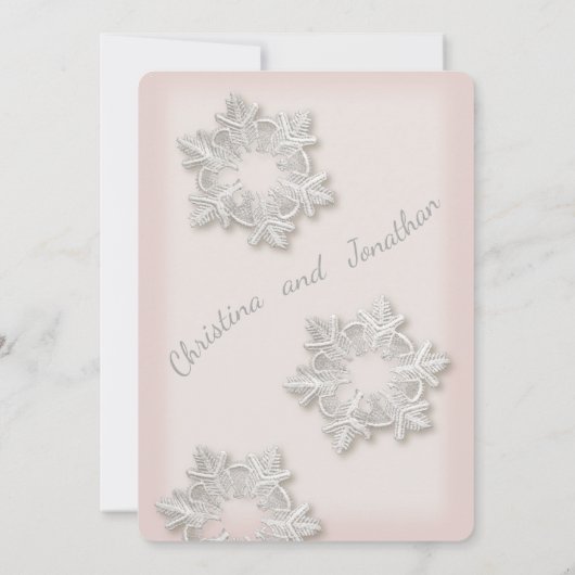 Elegante sneeuwvlokken Winter bruiloft uitnodiging (Achterkant)