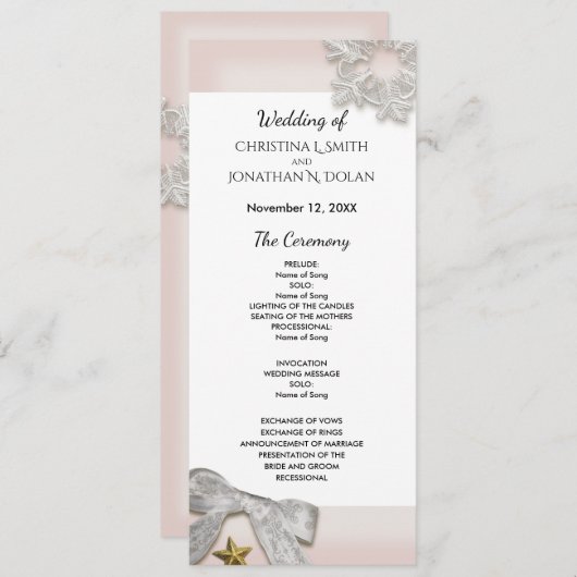 Elegante Sneeuwvlokken Winter Bruiloftsprogramma Kaart (Voorkant / Achterkant)