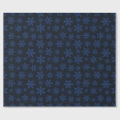 Elegante sneeuwvlokken Winter Donkerblauw Naadloos Cadeaupapier (Vlak)