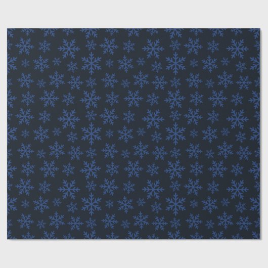 Elegante sneeuwvlokken Winter Donkerblauw Naadloos Cadeaupapier (Vlak)