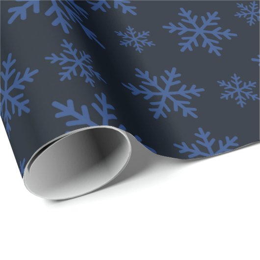 Elegante sneeuwvlokken Winter Donkerblauw Naadloos Cadeaupapier (Rol Hoek)