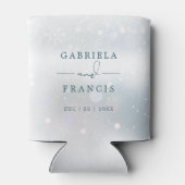 Elegante sneeuwvlokken Winter Wonderland bruiloft Blikjeskoeler (Achterkant)