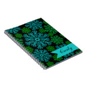 Elegante sneeuwvlokken winterpatroon gepersonalise notitieboek (Rechterzijde)