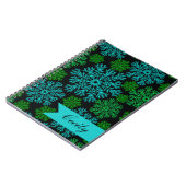 Elegante sneeuwvlokken winterpatroon gepersonalise notitieboek (Linkerzijde)